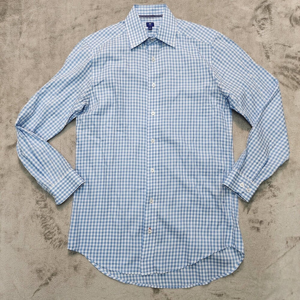 Footjoy Performance Stretch Dress Shirt Blue Check Size S